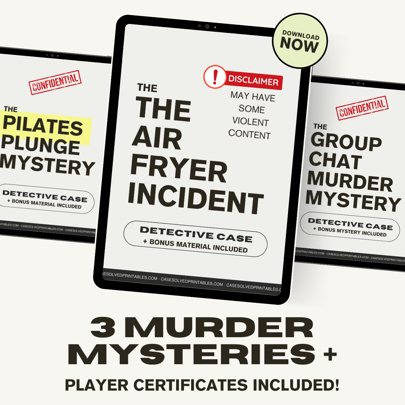 Bundle of 3 - Air Fryer Incident & Pilates Plunge & Group Chat Murder Mystery